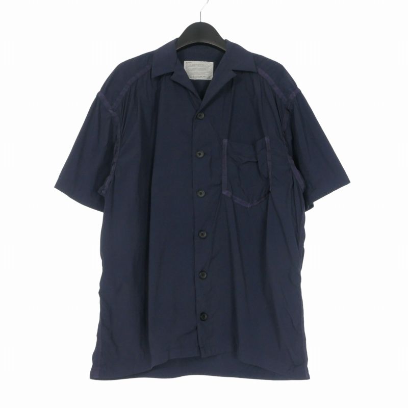 カラー kolor 20SS ナイロンタイプライター ショートスリーブシャツ 半袖 1 ネイビー 紺 20SCM-B01102