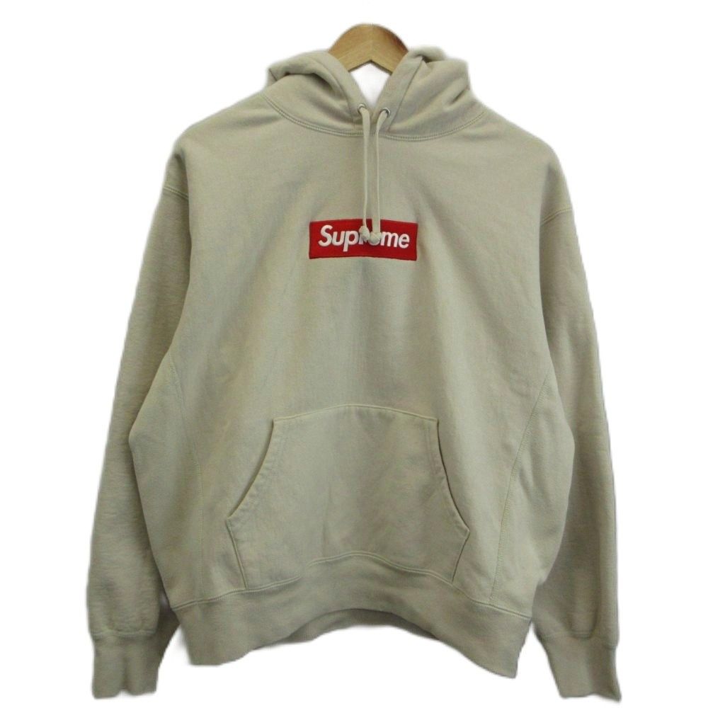 シュプリーム SUPREME ボックスロゴ フーディー スウェットシャツ Box Logo Hooded Sweatshirt パーカー 長袖 裏起毛 プルオーバー 刺繍 S ベージュ /XZ ■GY18