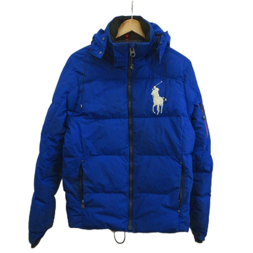 ポロ ラルフローレン POLO RALPH LAUREN ダウンジャケット アウター フード ジップアップ ビッグポニー 刺繍 S 青 ブルー /XZ ■GY50