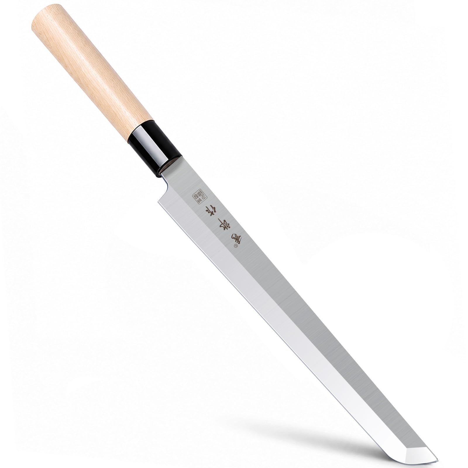 先丸柳刃包丁 刃渡り270mmプロ用 蛸引包丁 刺身包丁 和式調理器具 刺身用 片刃仕様 モリブデン鋼製 9寸 ナイロン柄付き 実物撮影/ 12064c56