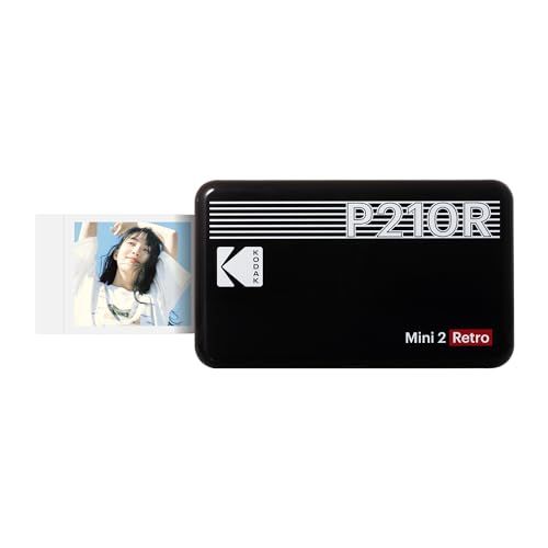 コダックKodak Mini 2 レトロ 4PASS スマホプリンター/インスタントプリンター/チェキプリンター(5.3x8.6cm)+プリンター本体8枚入り、ブラック/ e3c146ea