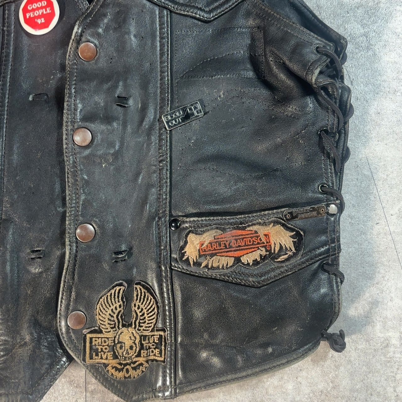 HARLEY DAVIDSON ハーレーダヴィッドソン レザーベスト 革ベスト M