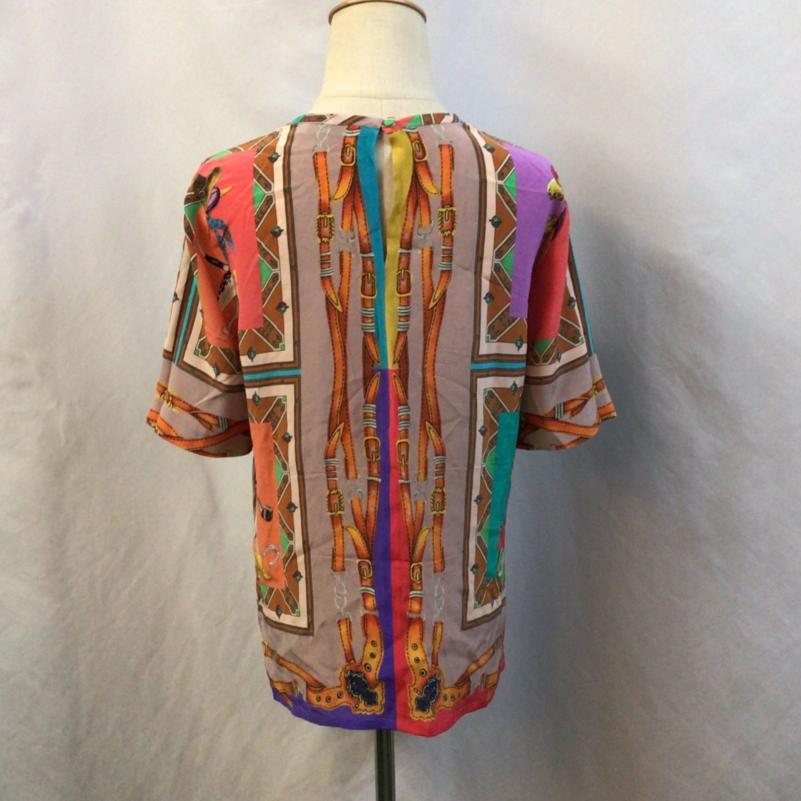 ETRO エトロ シルク カラフル 総柄 半袖 ブラウス カジュアルシャツ 