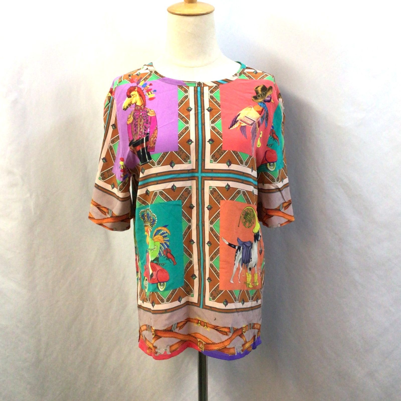 ETRO　エトロ　シルク　カラフル　総柄　半袖　ブラウス　カジュアルシャツ　トップス 15,620円
