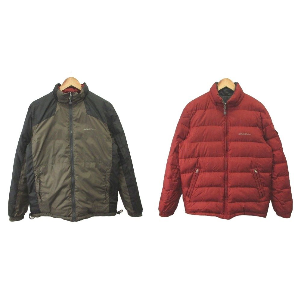 EDDIE BAUER ダウンジャケット リバーシブル S カーキ 赤 レッド エディーバウアー EDDIE BAUER ダウンジャケット リバーシブル S