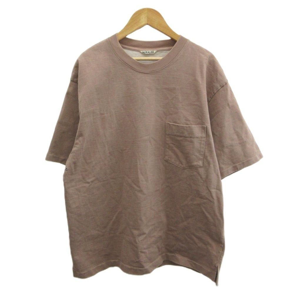 オーラリー AURALEE Tシャツ カットソー 4 ピンク 無地 クルーネック 半袖 /MD ■ECD005
