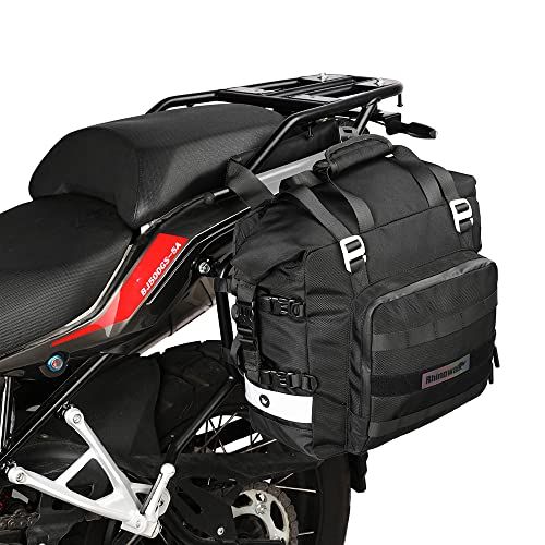 Rhinowalk バイク用サイドバッグ 防水オートバイ荷物袋 クイックリリース 側面袋 20L ほとんどのアドベンチャーとスポーツバイクに合う棚付き（黒、1個セット）送料無料 9867671a