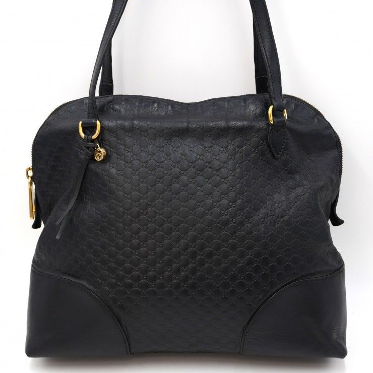 GUCCI（グッチ）ブリー トートバッグ ハンドバッグ マイクロGG レザー ブラック ゴールド金具 レディース 449242【中古】
