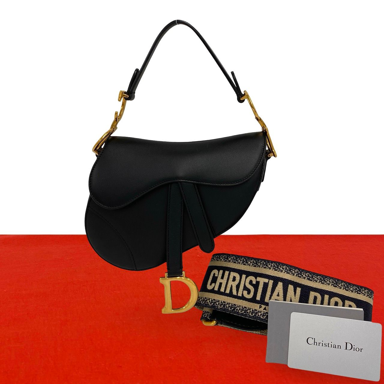 極 美品 Christian Dior ディオール サドルバッグ キャンバス レザー