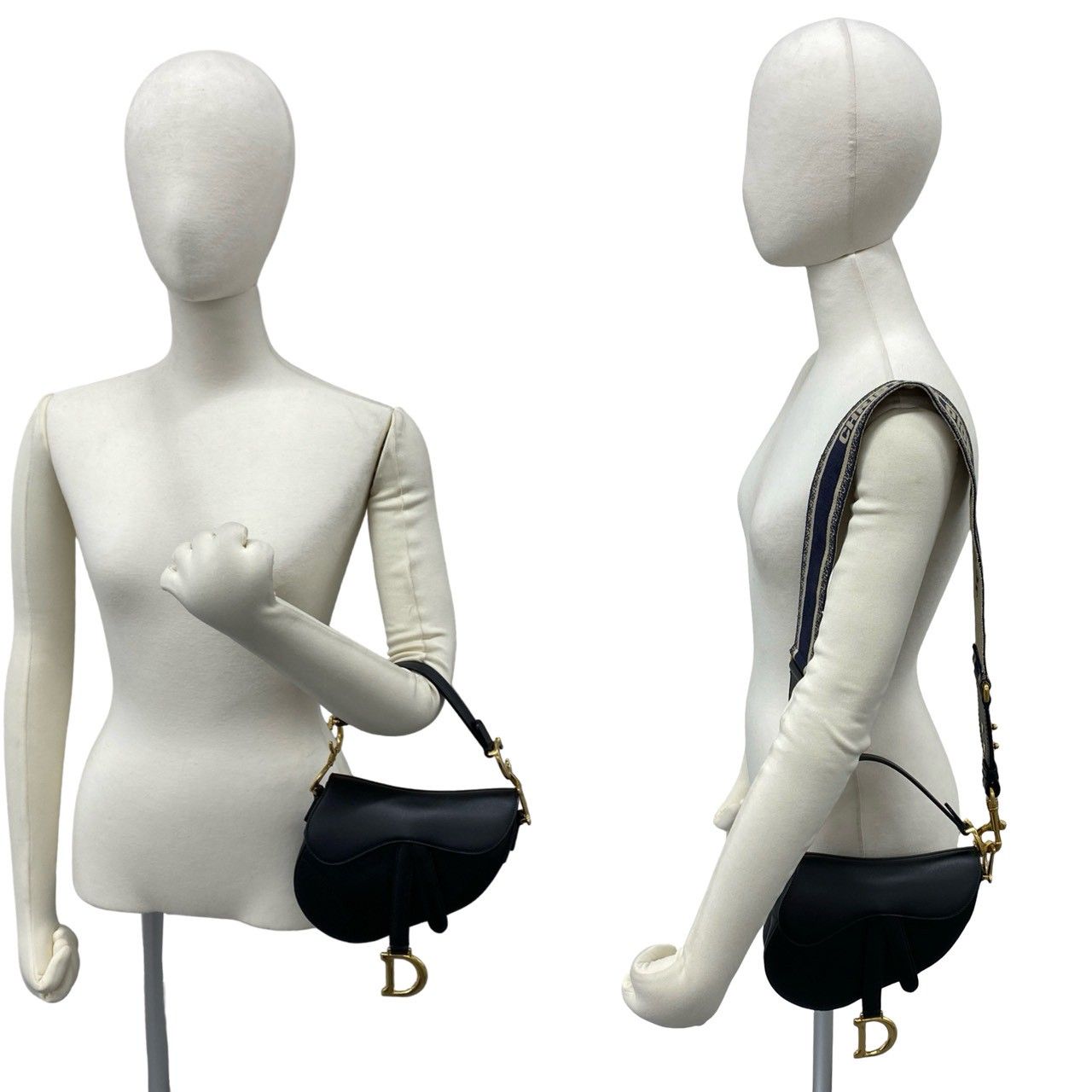 極 美品 Christian Dior ディオール サドルバッグ キャンバス レザー 