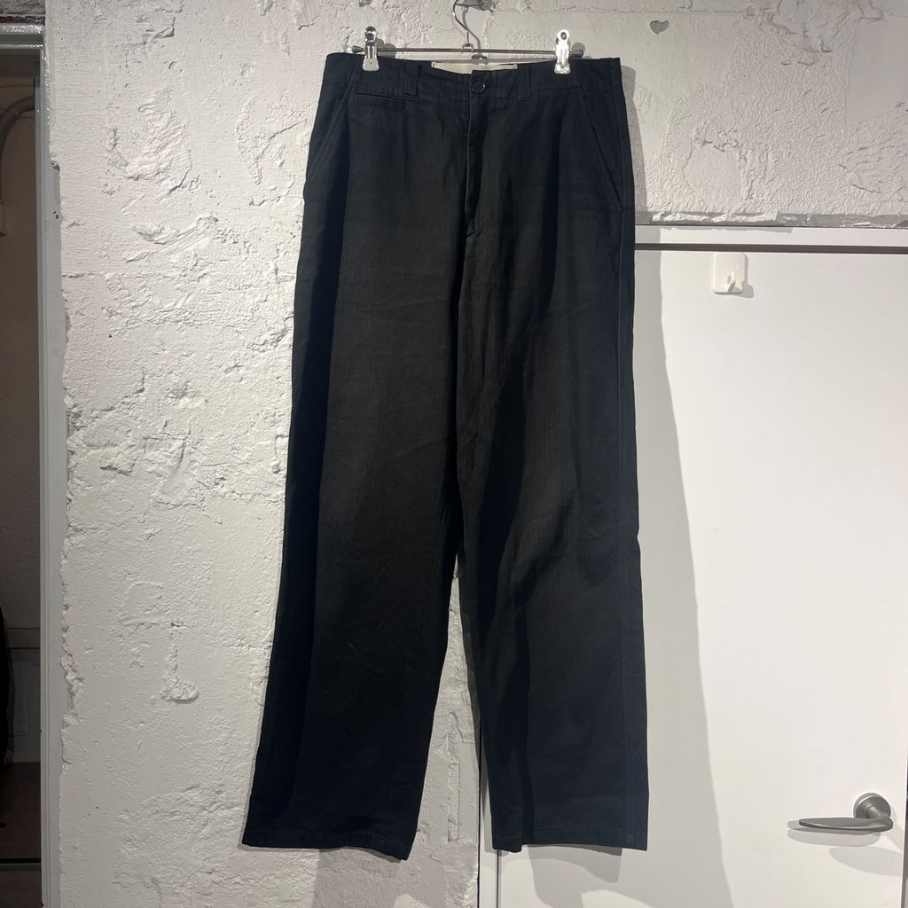 JIL SANDER+ ジルサンダープラス Cotton Herringbone Trousers コットンパンツ PRPMIS0003 ブラック size:44【表参道B06】