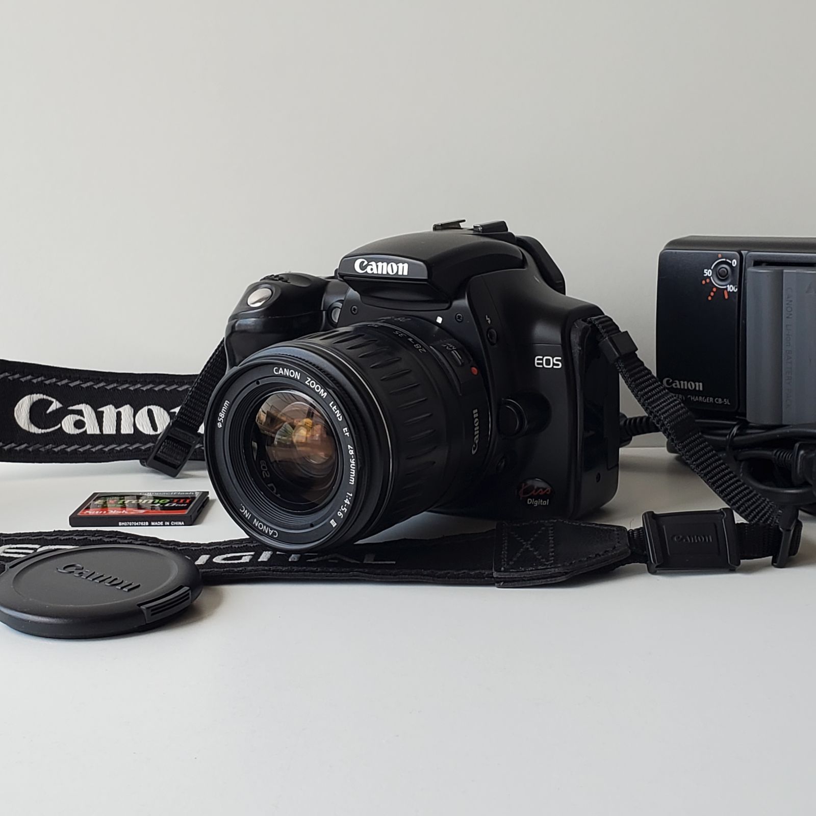 実写作例あり CFカード4GBをオマケ 通電・基本動作確認 キャノン Canon EOS Kiss Digital ZOOM LENS EF 28-90mm f/4-5.6 III AFズームレンズ 純正充電器 純正バッテリー付き デジタル一眼レフ入門に最適