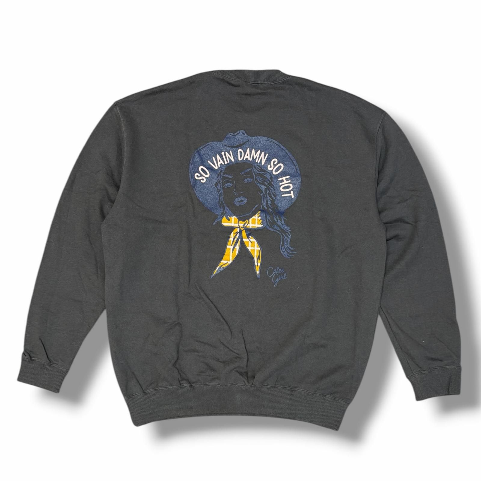 参考上代17600円 未使用 CALEE 25AW SYNDICATE RETRO WESTERN GIRL CREW NECK SW クルーネック スウェット トレーナー キャリー CL-25AW029 チャコール M （17700M）