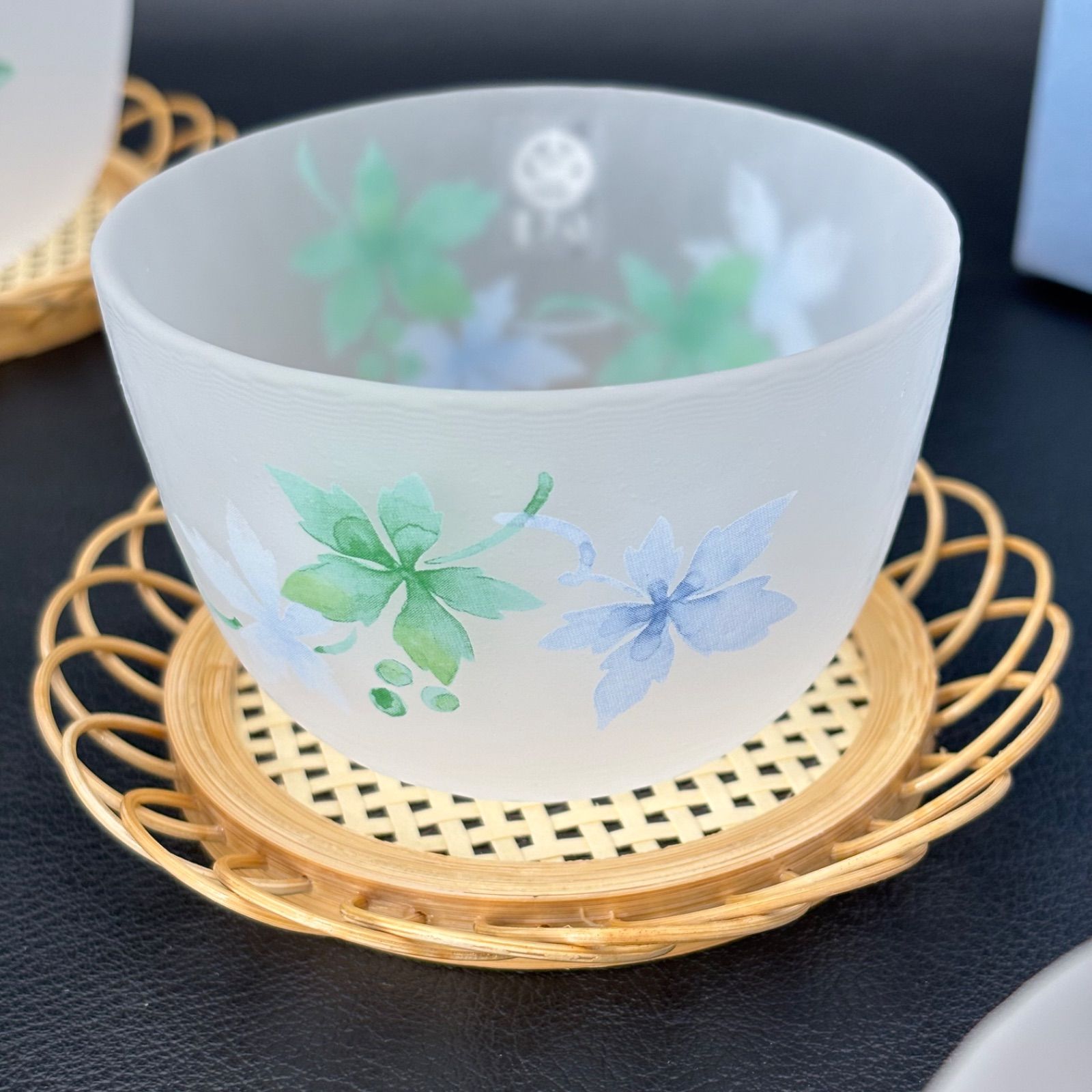 橘吉】風の色 冷茶碗揃 （茶托付）/ 未使用品 たち吉 冷茶グラス 5客