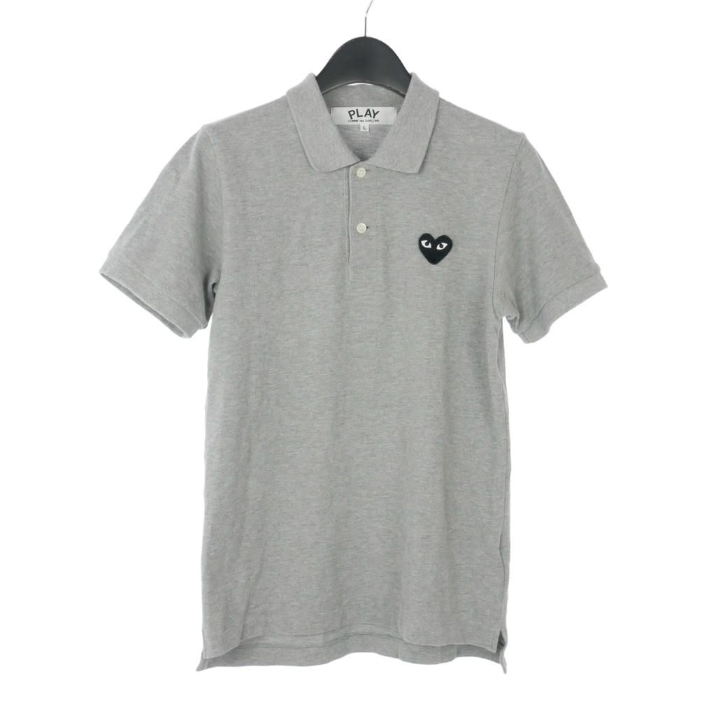 プレイコムデギャルソン PLAY COMME des GARCONS ハートワッペン ポロシャツ 半袖 コットン L グレー AZ-T077