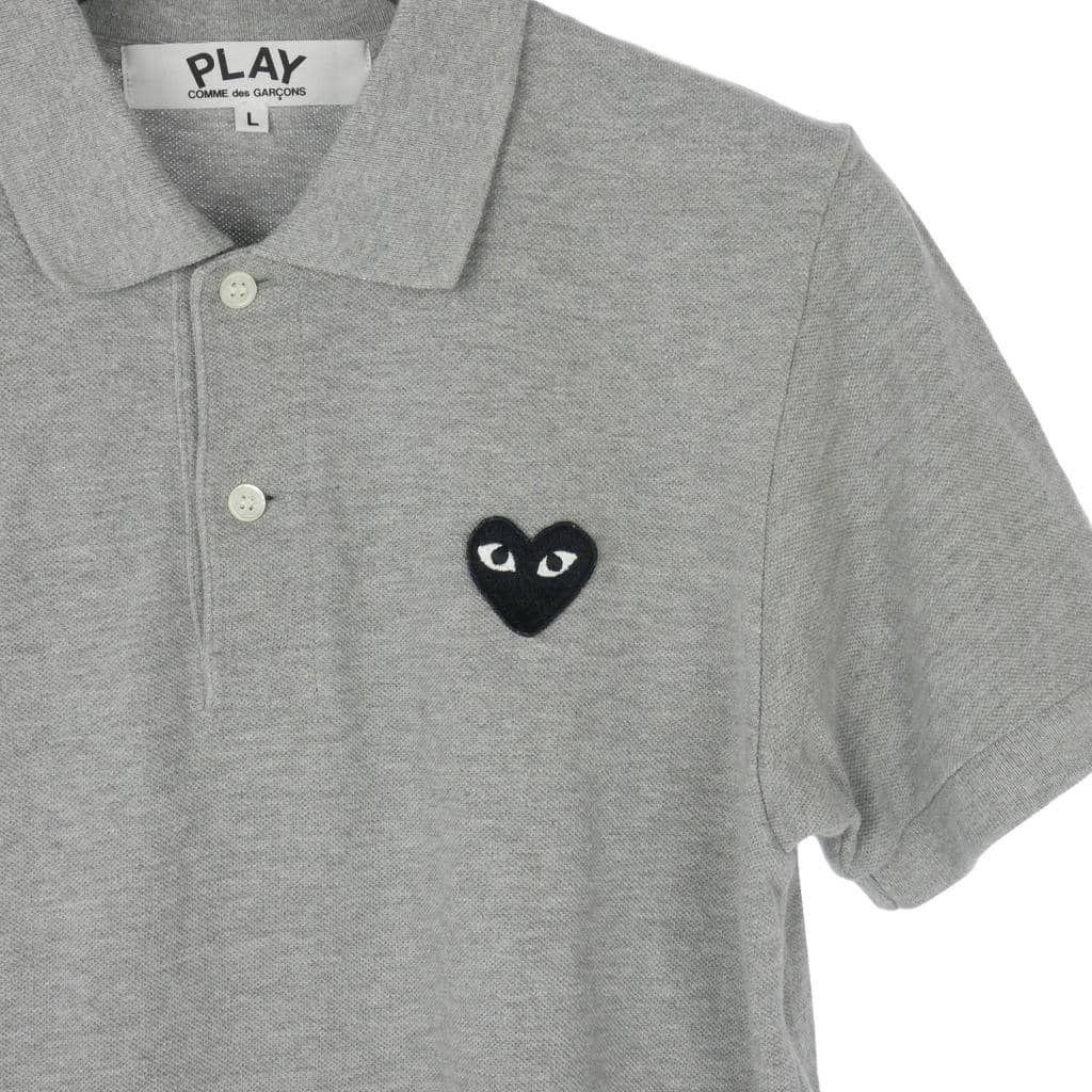 プレイコムデギャルソン PLAY COMME des GARCONS ハートワッペン ポロシャツ 半袖 コットン L グレー AZ-T077