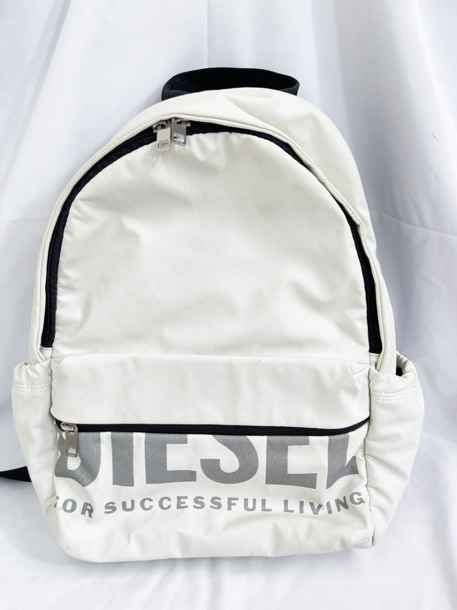 DIESEL ディーゼル ロゴプリント リュック デイパック バッグ 白 ■■◎レディース
