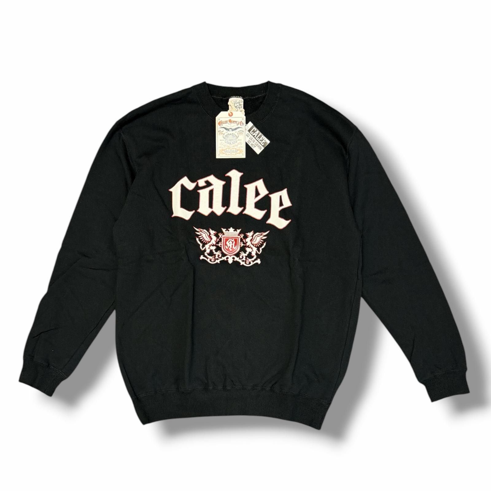 参考上代17600円 未使用 CALEE 25AW EMBLEM LOGO CREW NECK SW エンブレムロゴクルーネックスウェット トレーナー キャリー CL-25AW014 ブラック M （17705M）