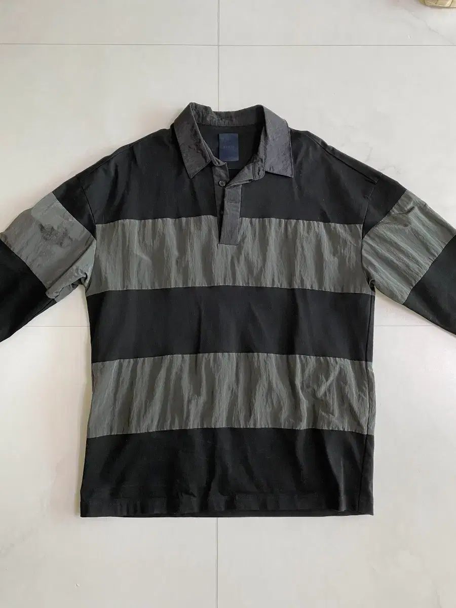 ジュンジェイ(Juun J) ストライプ ラグビー カラー 長袖 Tシャツ (正規品)