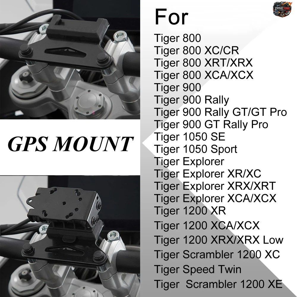 タイガー800、タイガー900、タイガー1050、タイガーエクスプローラー、タイガー1200スピードツイン用ナビゲーションブラケットマウントスマ