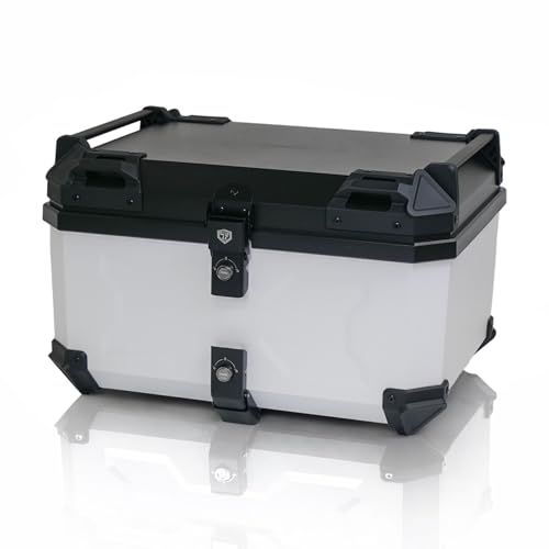 R★【キャンプツーリングの、お供にも。】 バイク リアボックス ABS 大容量 トップケース 軽量 【JAPAN BRAND】 (ホワイト, 58L) 048a5dc8