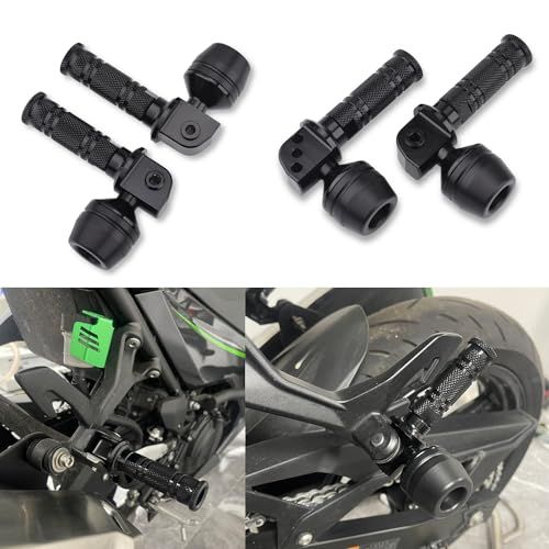 R★LEDISHUNタンデムステップ スライダー カワサキ ZX-25R/SE ZX-4R/SE ZX-4RR ニンジャ250 ニンジャ400 Z250 Z400 に適用 アルミ 左右セット (ブラック) 5444a95f