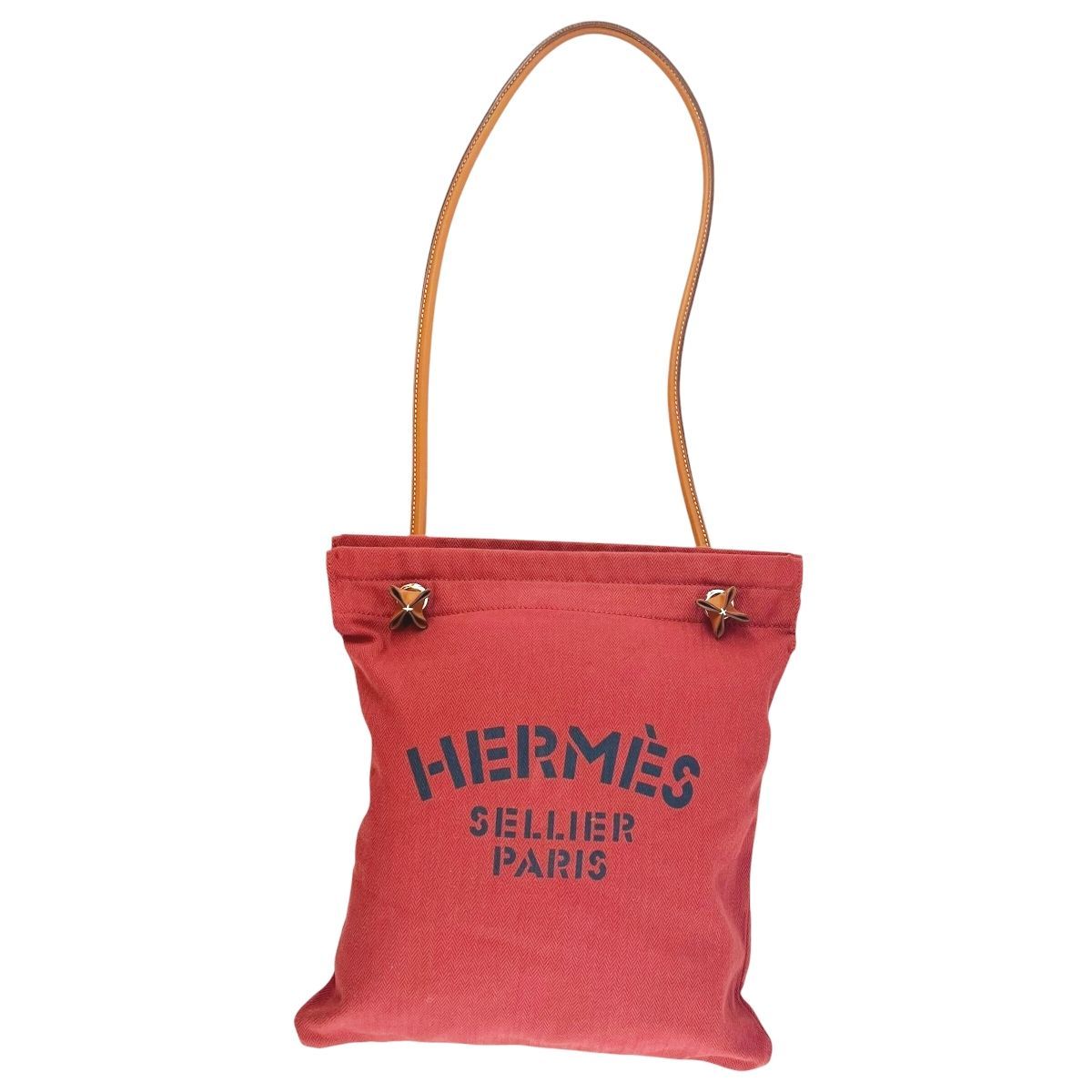 【中古】 HERMES エルメス アリーヌ MM ルージュアッシュトワルシェブロン スイフト レッド系 キャンバス C刻 Alineトートバッグ ショルダーバッグ レディース メンズ 26014431 HO