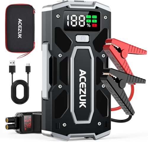 R◆ACEZUK ジャンプスターター 21800mAh大容量 6000Aピーク電流 急速充電3.0 (最大8.0Lガソリン・6.5Lディーゼル車対応) 12V 車用エンジンスターター 車緊急始動 機能 LEDライト搭載 車用緊急対応用品 0e13e78a