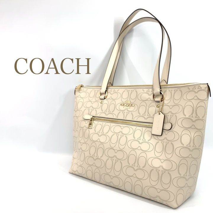 美品 COACH シグネチャー 1499 トートバッグ ホワイト オフホワイト