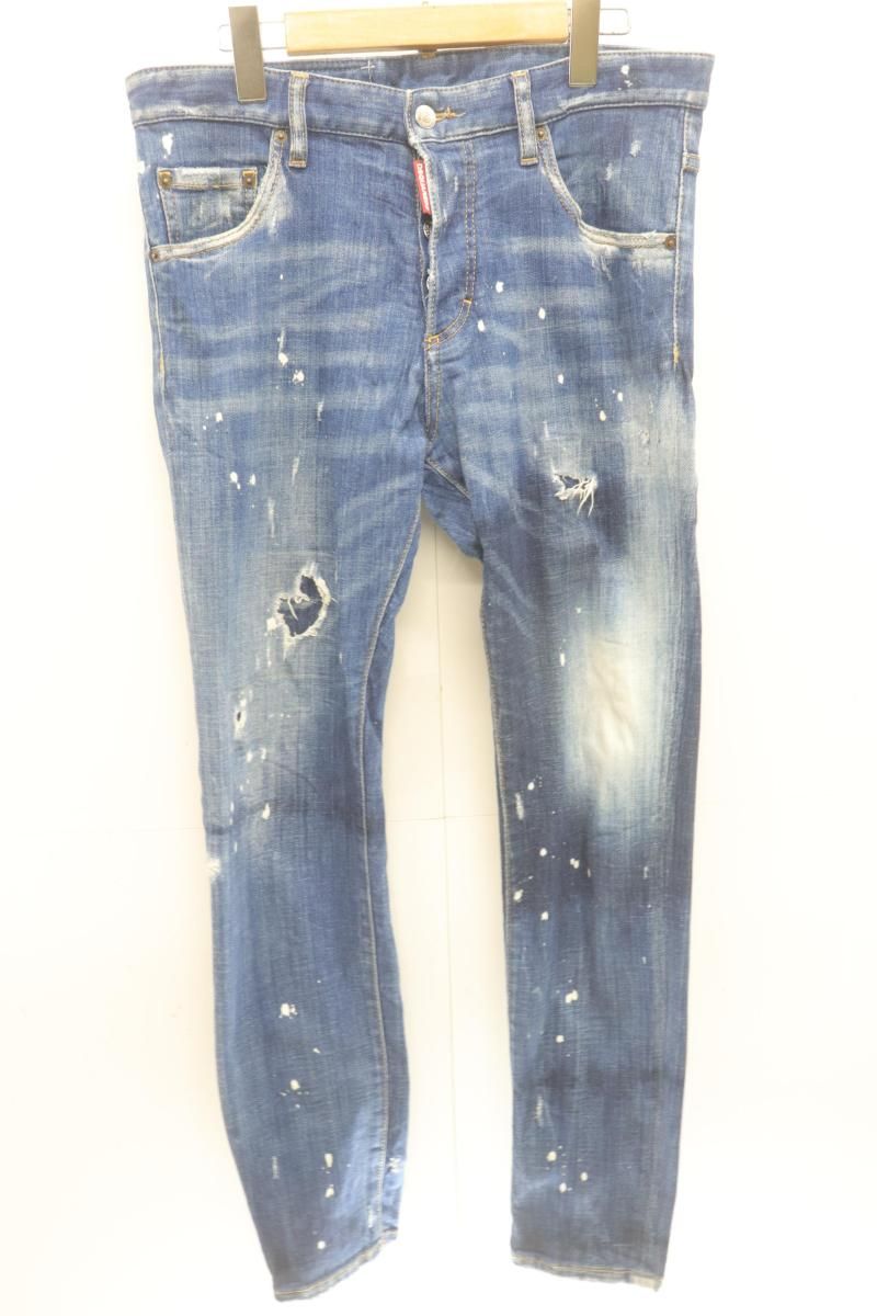 【中古】 DSQUARED2 メンズスキニーパンツ 48 Skinny Dan Jean USED加工 DSQUARED2 48 インディゴブルー 藍 ペイント