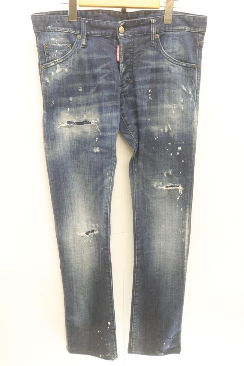 【中古】 DSQUARED2 メンズスキニーパンツ 48 Skinny Jean DSQUARED2 48 インディゴブルー 藍 ペイント