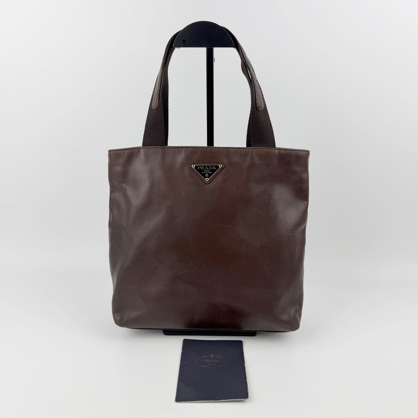 【中古】PRADA プラダ トライアングルロゴ トートバッグ ハンドバッグ レザー ブラウン ヴィンテージ レディース HIBUOCHI VINTAGE hboc260608a03
