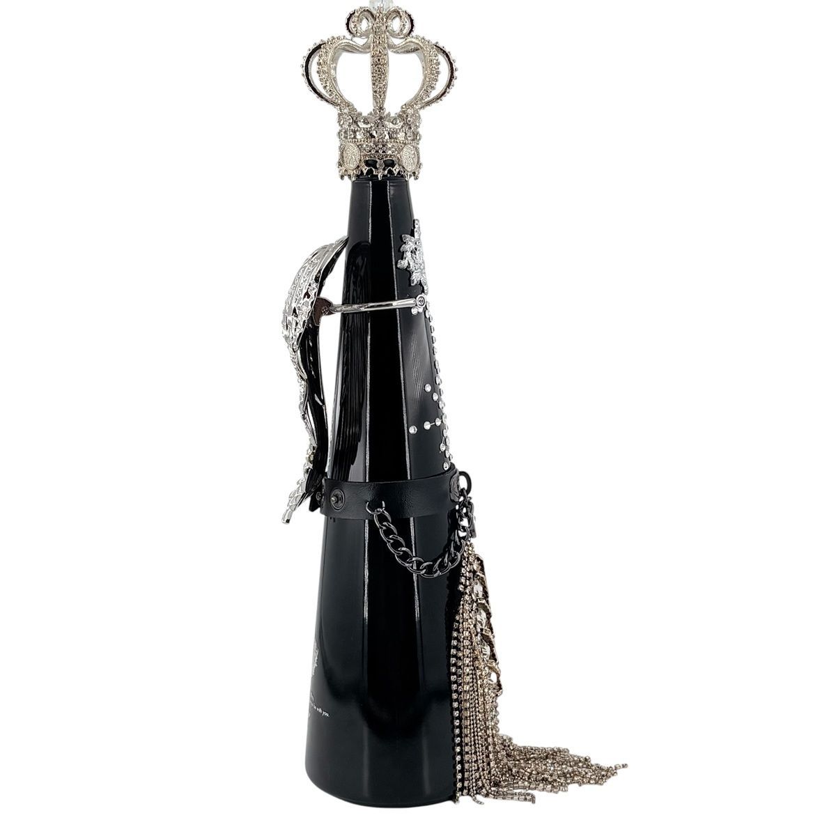 中古】フィリコ Fillico 空ボトル ラメストーン 黒 フリンジ付 飾り