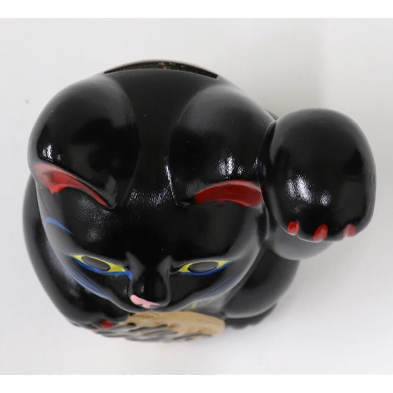 新品】 千万両手長黒猫(左) [幅9cmx奥行7.5cmx高さ13.8cm 140g 日本