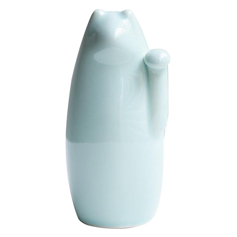 【新品】 SETOMANEKI 招き猫 瀬戸焼 開運 縁起物 置物 オブジェ シンプル インテリア (薄水, 中) 7,920円
