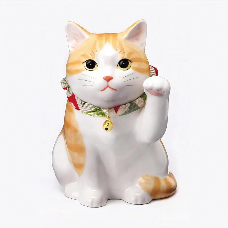 【新品】 薬師窯 招き猫(とら)うちの (開運シール付)