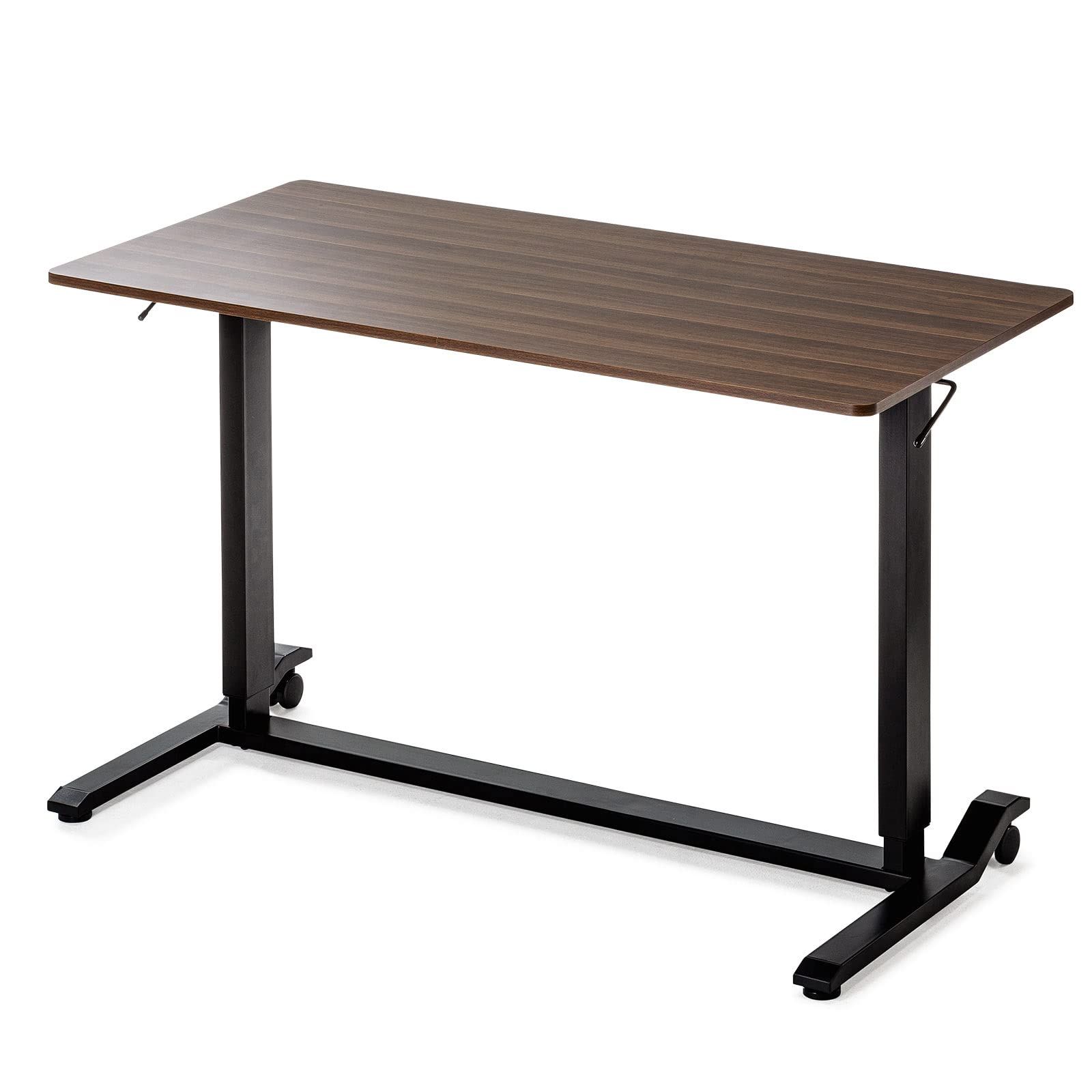 サンワダイレクト 昇降式デスク ガス圧 幅120×奥行60cm 高さ68.2?108.2cm キャスター付き モニターアーム対応 スタンディングデスク ブラウン 100-ERD041Mｍａ