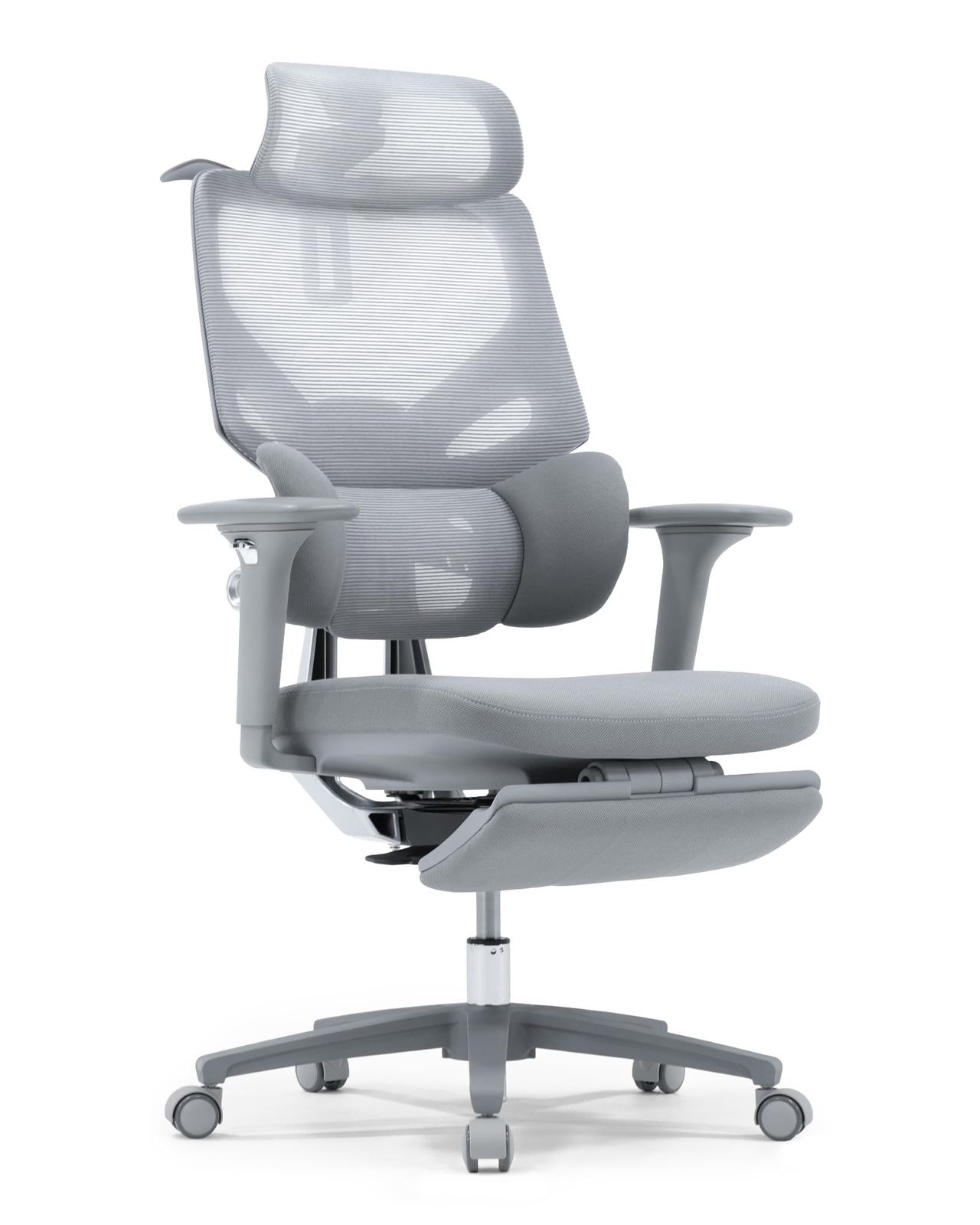 EastForce 日本ブランド LUMBIRT4.0(ランバート4.0) クッション座面 3ゾーンランバーサポート搭載 座面スライド 4Dヘッドレスト 4Dアームレスト 背面5段階調節 リクライニング 人間工学 オフィスチェア デスクチェア 椅子 グレーｍａ