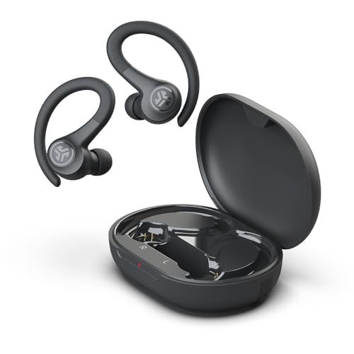 JLab Go Sport +｜ランニングでも落ちにくい耳掛けスポーツワイヤレスイヤホン/軽量/防塵防滴性能 IP55 / 外部音取り込み / 最大35時間再生 / 片耳使用可 USB-C 充電コード一体型ケース / JLabJapan公式2年保証 Blaｍａ