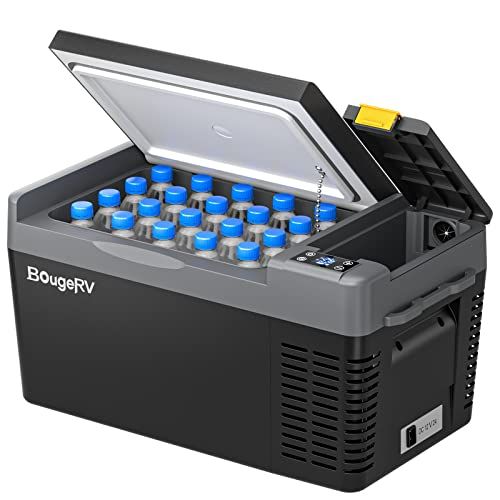 BougeRV ポータブル冷蔵庫 車載れいぞうこ 20L -22℃?10℃ 急速冷凍 【バッテリー内蔵可能・バッテリー別売】3WAY電源 DC12V/24V AC100V 車載冷蔵冷凍庫 クーラーボックス 電気式 車載 電動 車に乗せる 静音 eaf4ddcf