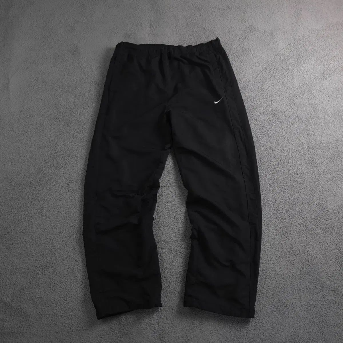 00s NIKE オールドスクール ブラック ワイド ウーブン シャーリング トラックパンツ (XL)