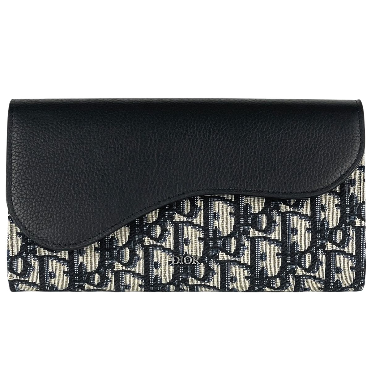 クリスチャンディオール Christian Dior トロッター柄 二つ折り 長財布 サドル キャンバス ブラック レディース 【中古】