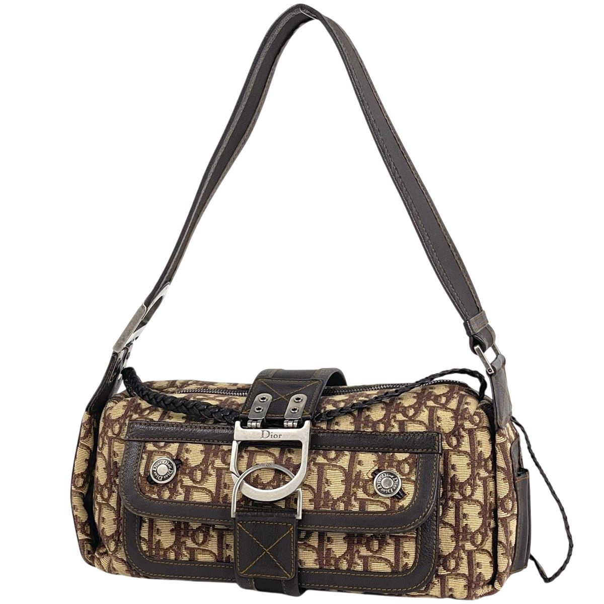 クリスチャンディオール Christian Dior トロッター柄 ショルダーバッグ キャンバス ブラウン レディース 【中古】