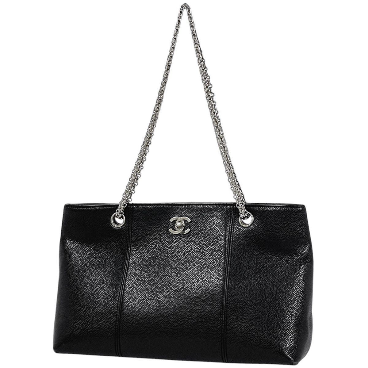 シャネル CHANEL ココマーク チェーン トートバッグ キャビアスキン ブラック レディース 【中古】