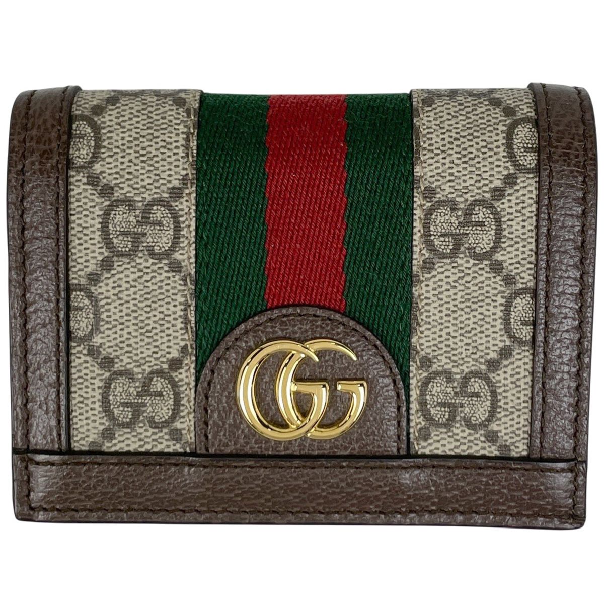 グッチ GUCCI オフィディアGG 二つ折り財布 ウェブ GG柄 シェリーライン コーティングキャンバス ベージュ ブラウン 523155 レディース 【中古】