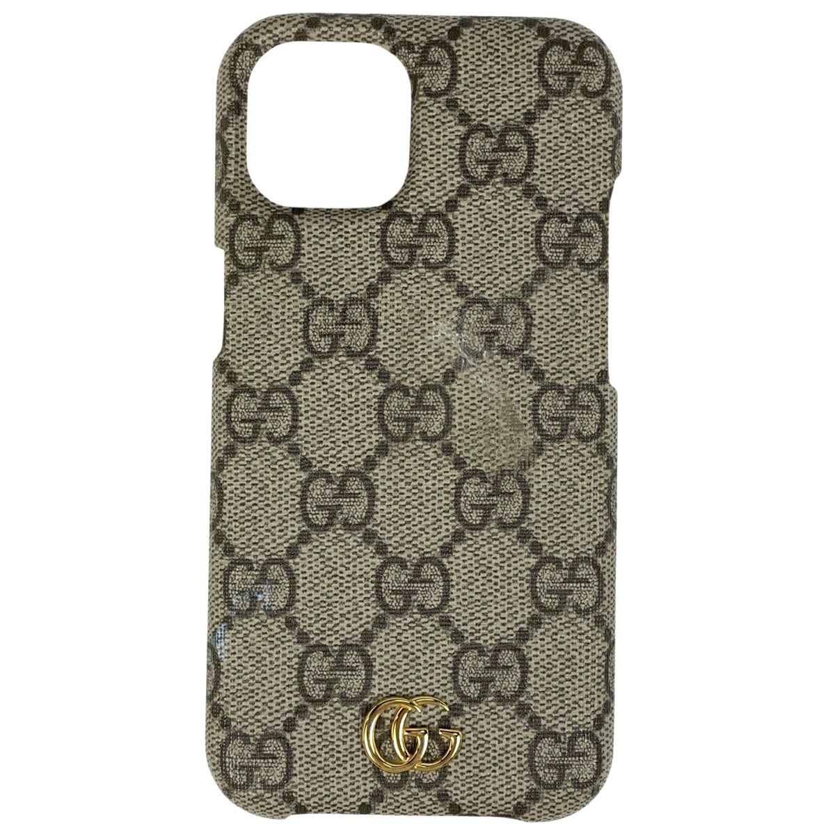 グッチ GUCCI GG柄 スマホケース iPhone15 携帯電話ケース コーティングキャンバス ベージュ 763787 レディース 【中古】