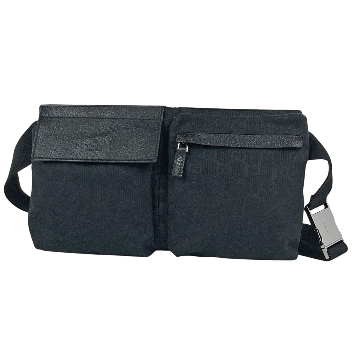 グッチ GUCCI GG柄 ウエストバッグ ウエストポーチ ボディバッグ GGキャンバス ブラック 28566 レディース 【中古】 42,120円