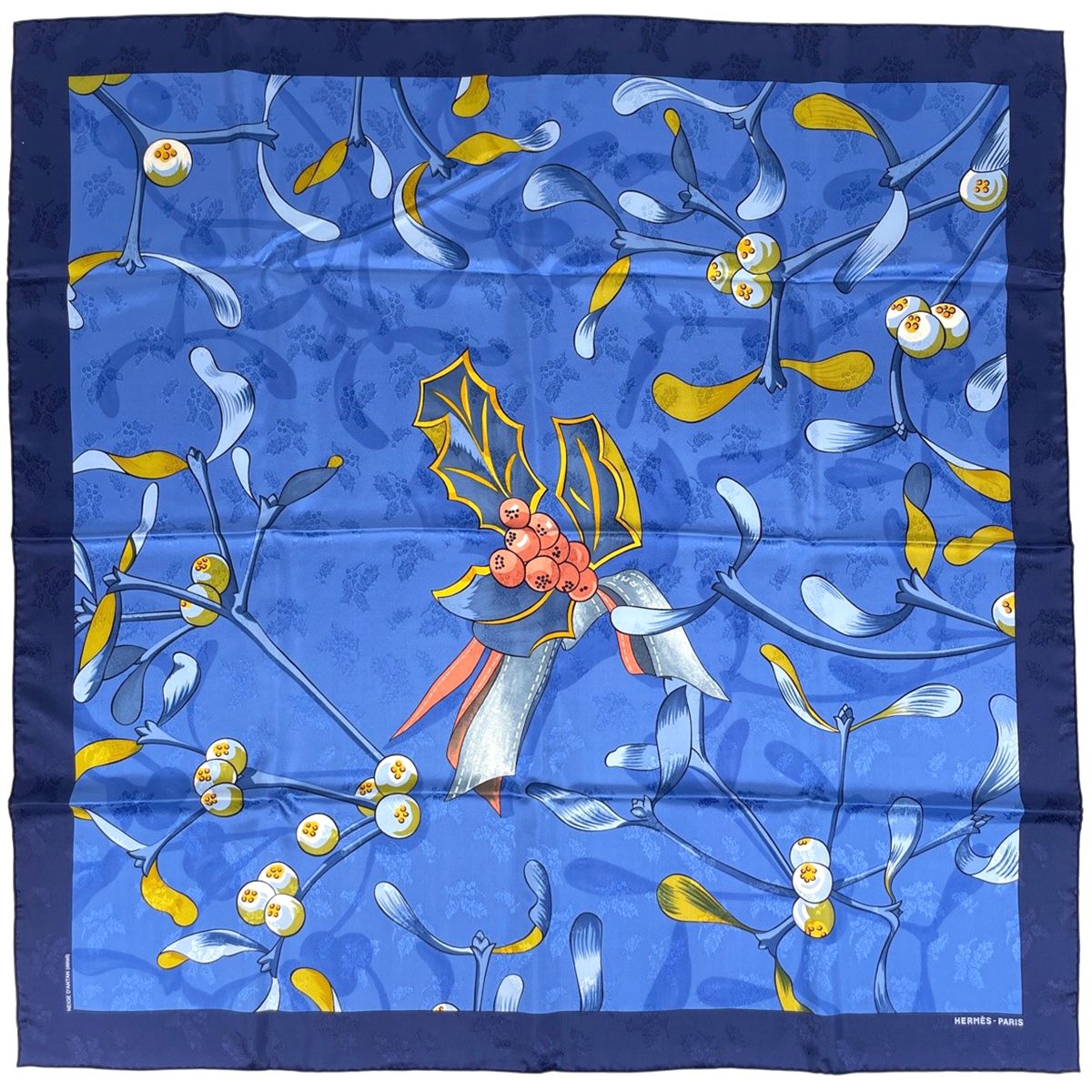 エルメス HERMES カレ90 NEIGE D'ANTAN DETAIL CARRE 去年の雪 スカーフ シルク ブルー マルチカラー レディース 【中古】