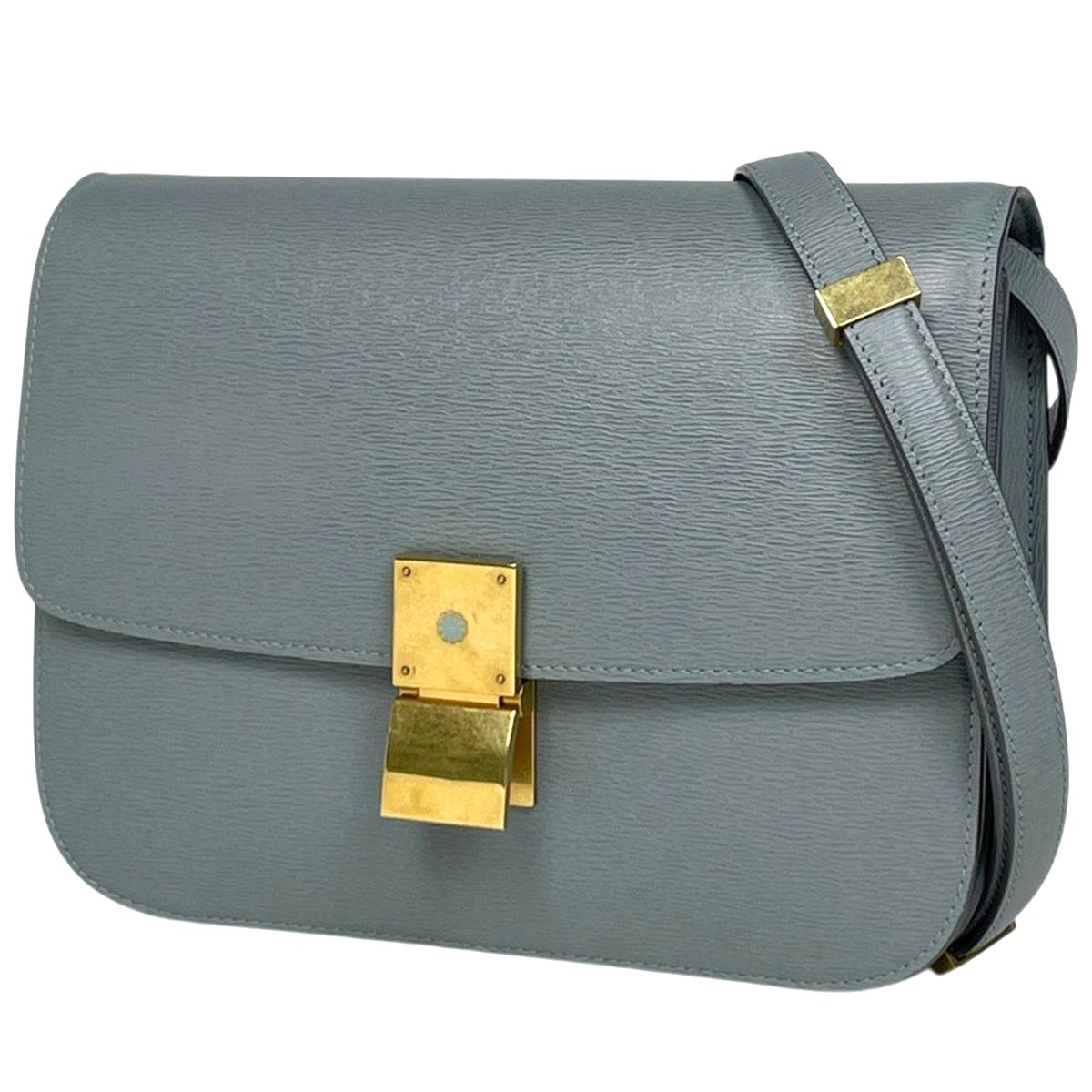 セリーヌ CELINE クラシックボックス ミディアム ショルダーバッグ レザー ブルー レディース 【中古】