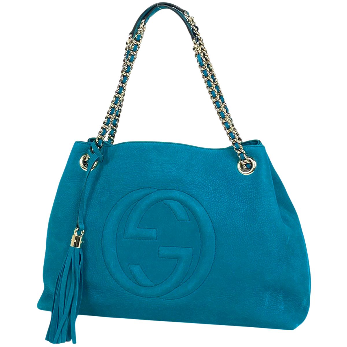 グッチ GUCCI ソーホー チェーン ショルダーバッグ インターロッキングG レザー ブルー 308982 レディース 【中古】